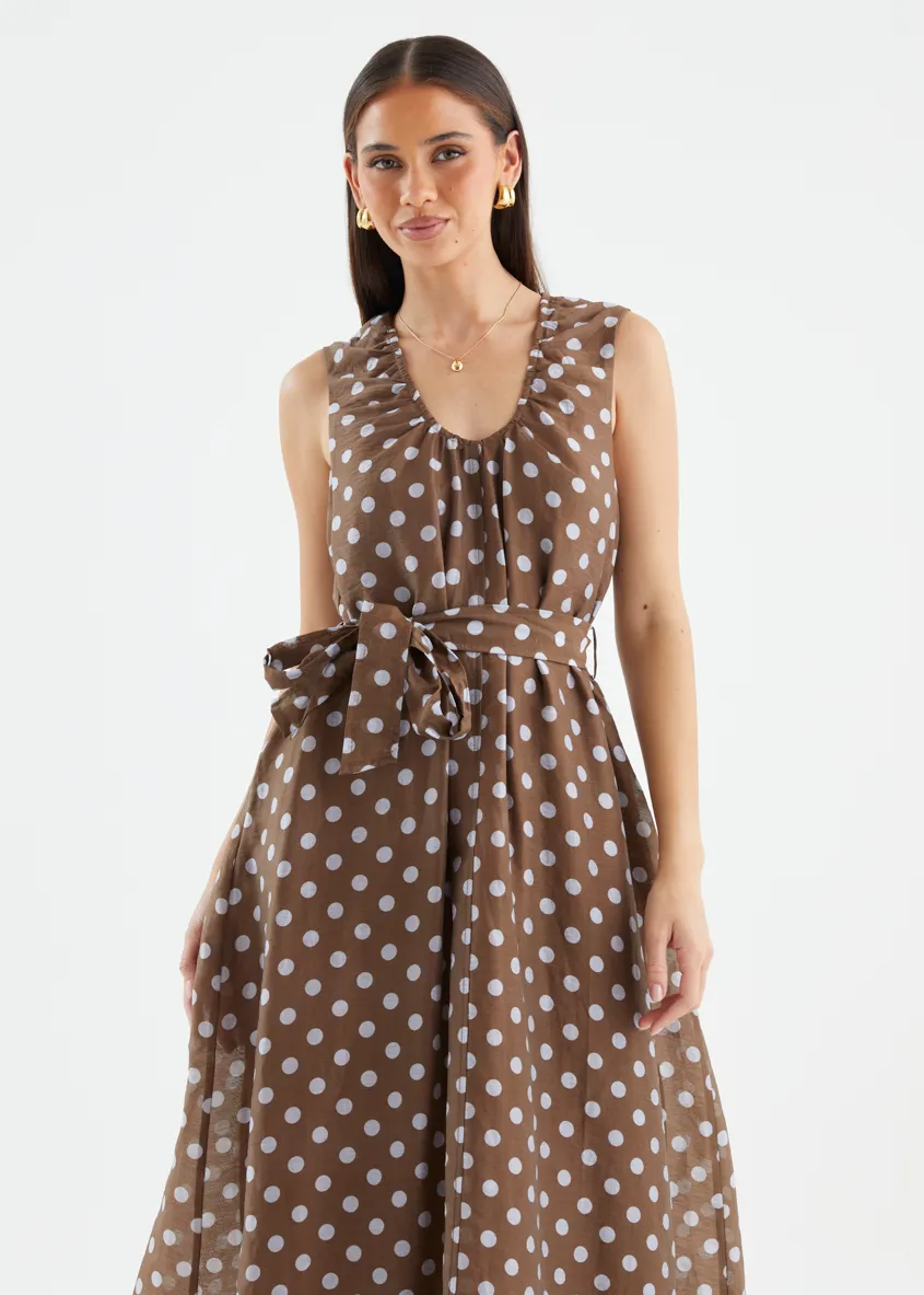 Poppi Maxi Dress - Chocolate Polka sold by Gingham & Heels product image thumbnail 2