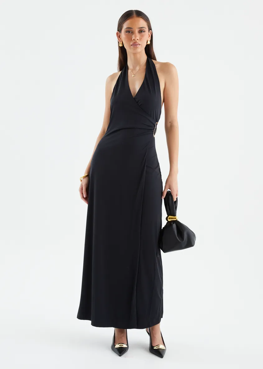 Saskie Halter Maxi Dress - Black sold by Gingham & Heels