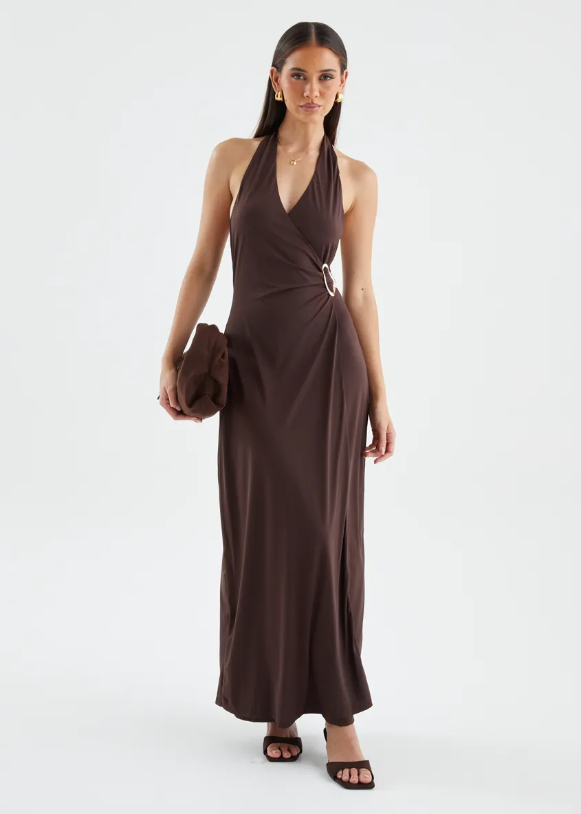 Saskie Halter Maxi Dress - Chocolate sold by Gingham & Heels product image thumbnail 2
