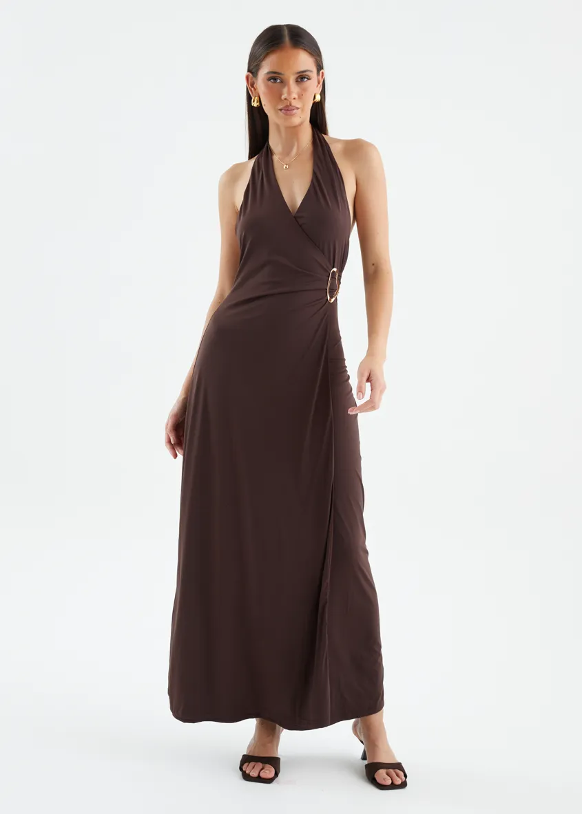 Saskie Halter Maxi Dress - Chocolate sold by Gingham & Heels product image thumbnail 5