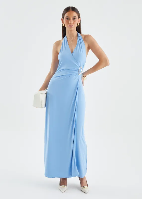 Saskie Halter Maxi Dress - Blue sold by Gingham & Heels