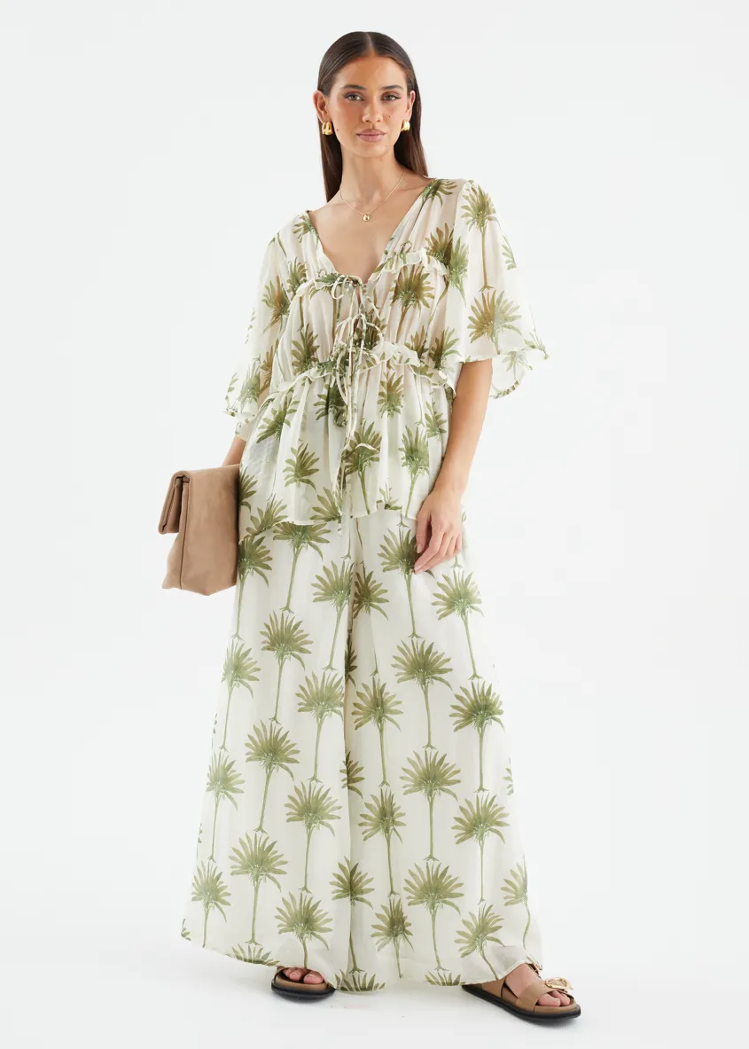 Codey Wide Leg Pants - Sage Palms sold by Gingham & Heels product image thumbnail 4