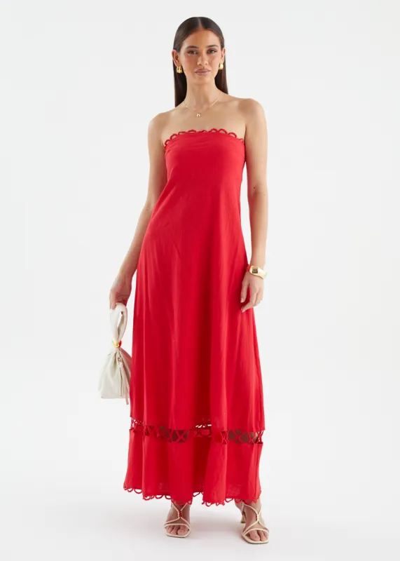 Fiorah Strapless Maxi Dress - Red sold by Gingham & Heels