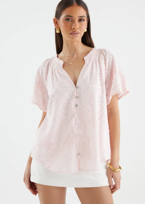 Tamika Top - Blush Anglaise sold by Gingham & Heels