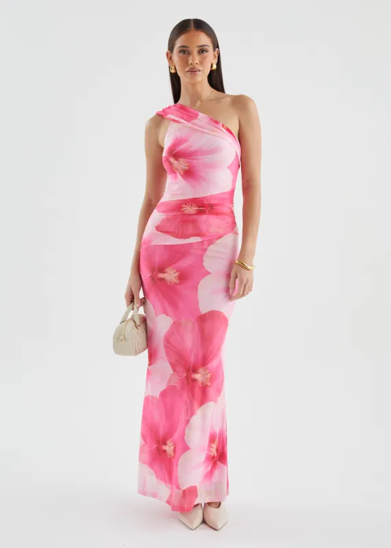 Allina Mesh Maxi Dress - Blush Flowers sold by Gingham & Heels