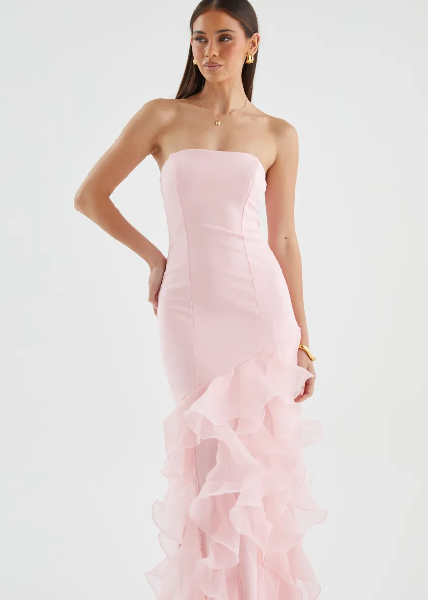 Rosabelle Strapless Maxi Dress - Blush sold by Gingham & Heels product image thumbnail 4