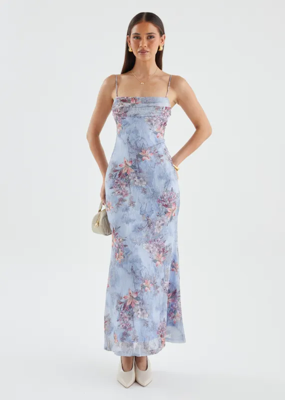 Stassie Maxi Dress - Periwinkle Floral sold by Gingham & Heels