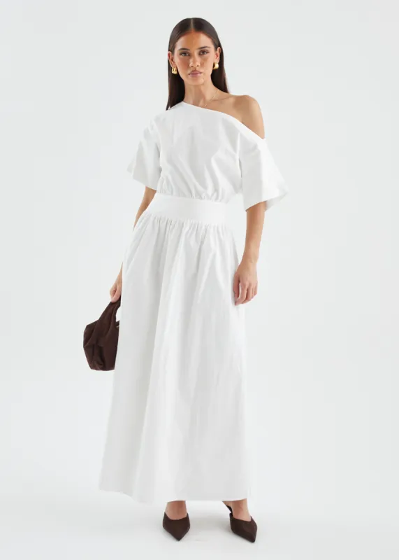 Rue Drop Shoulder Maxi Dress - Off White sold by Gingham & Heels