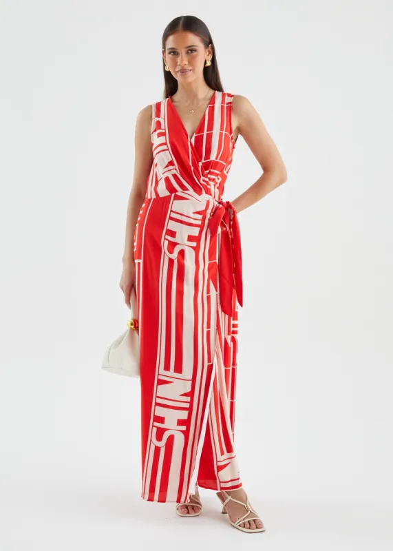 Matiyah Maxi Dress - Red Abstract sold by Gingham & Heels