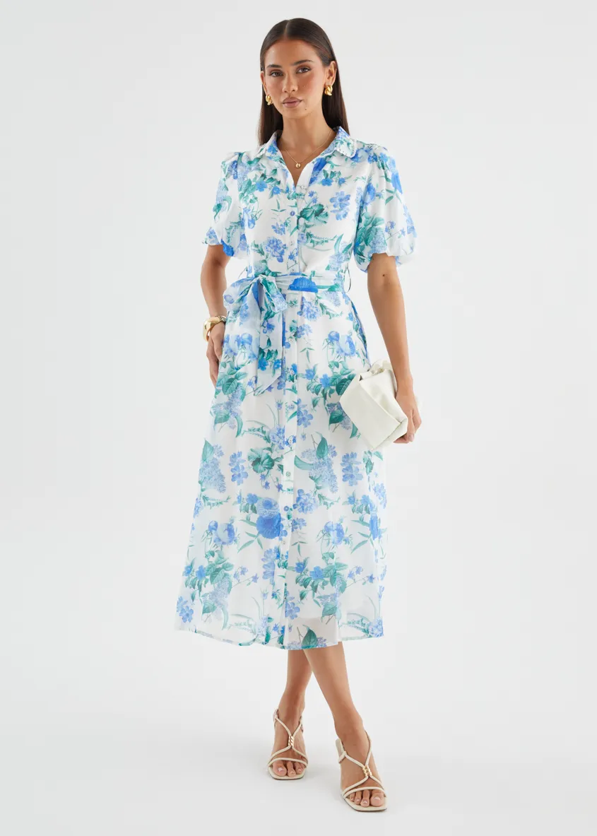 Arlene Maxi Dress - Blue Garden sold by Gingham & Heels