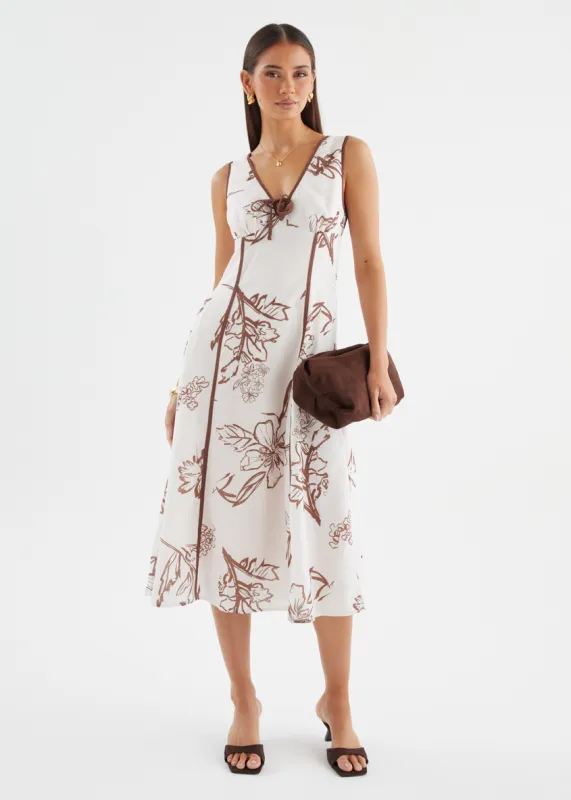 Blakie Midi Dress - Chocolate Bloom sold by Gingham & Heels