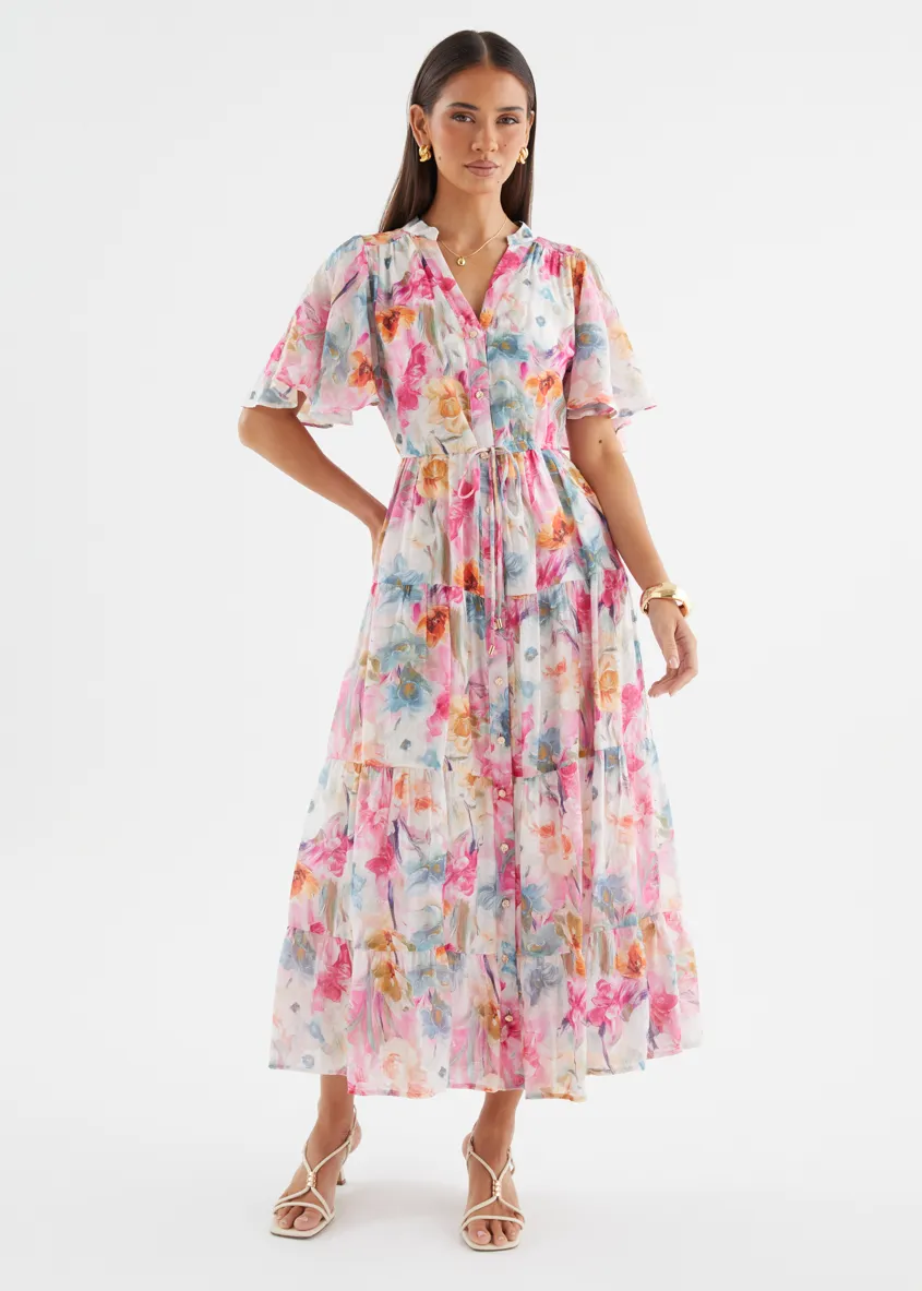 Siana Midi Dress - Pink Blooms sold by Gingham & Heels product image thumbnail 4