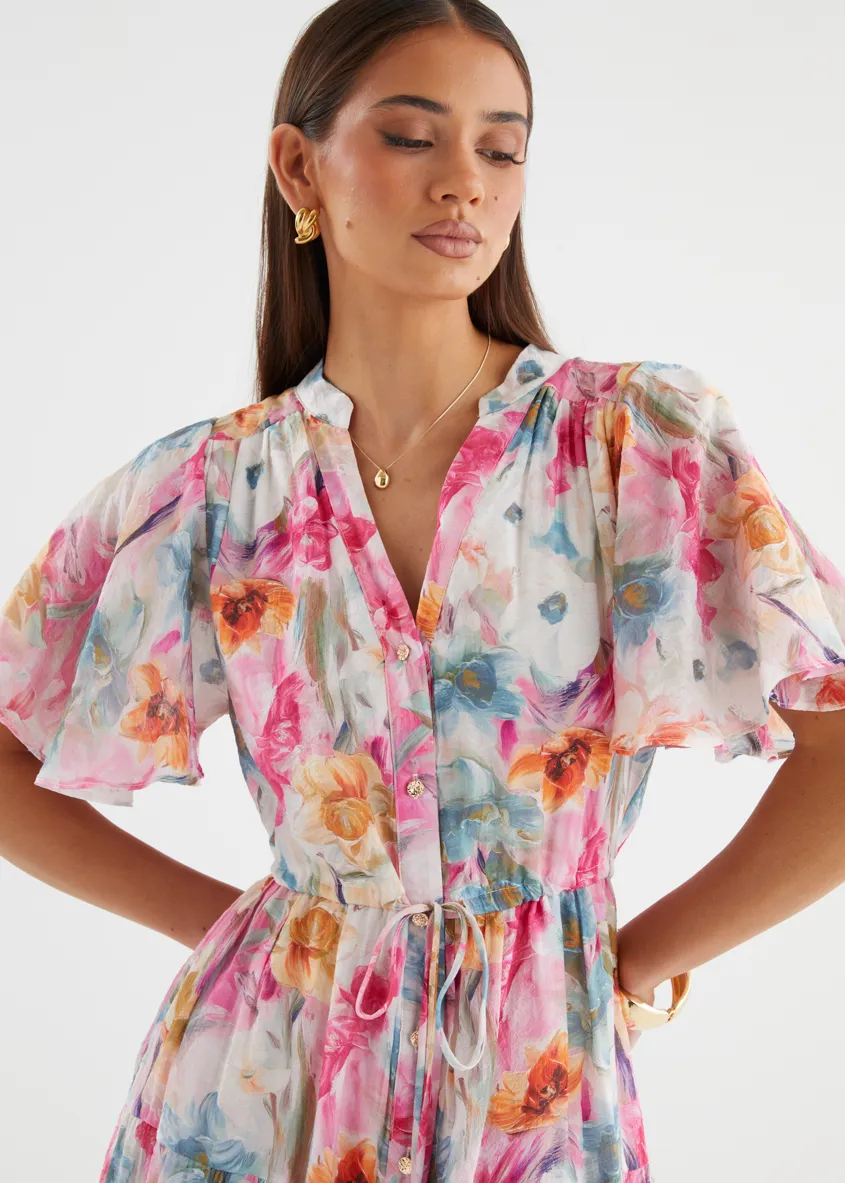 Siana Midi Dress - Pink Blooms sold by Gingham & Heels product image thumbnail 3