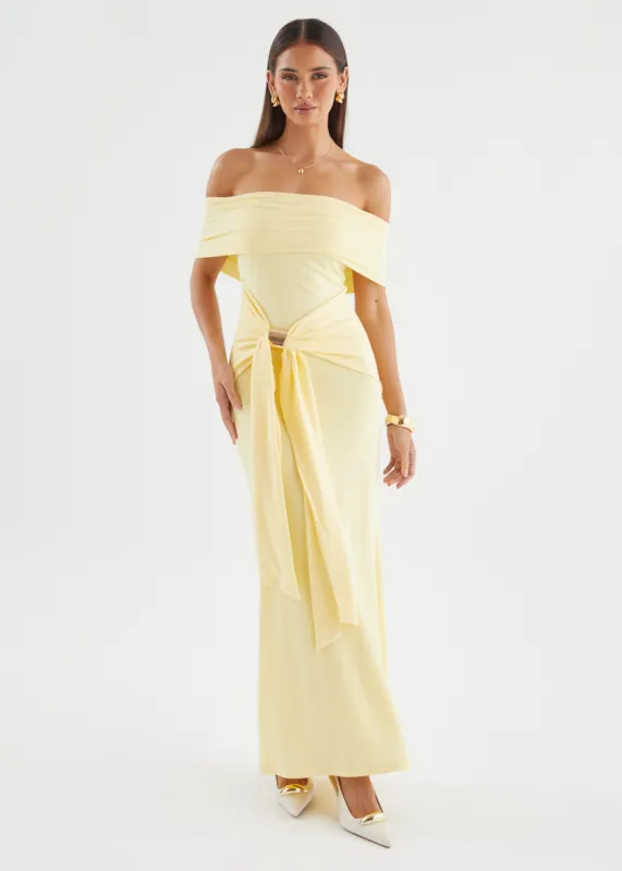 Tania Off Shoulder Maxi Dress - Yellow sold by Gingham & Heels