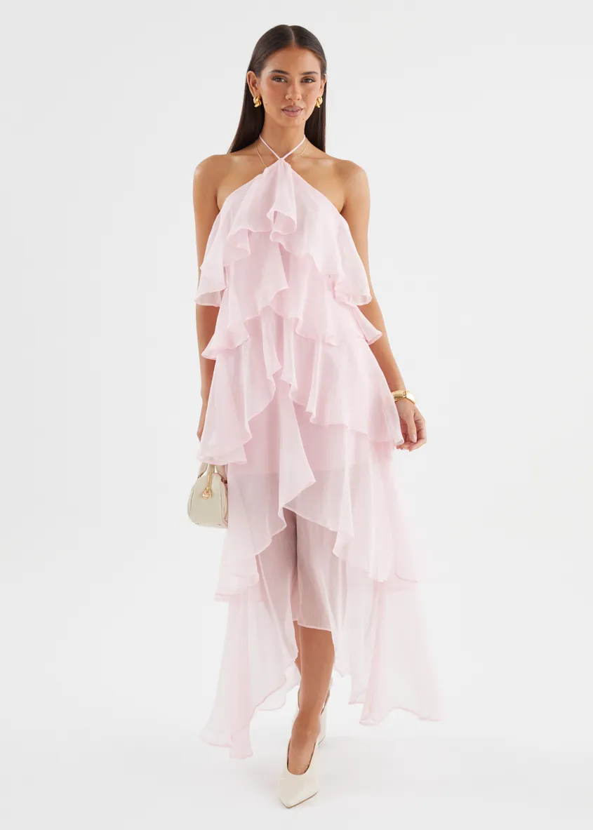 Telaena Halter Maxi Dress - Blush sold by Gingham & Heels