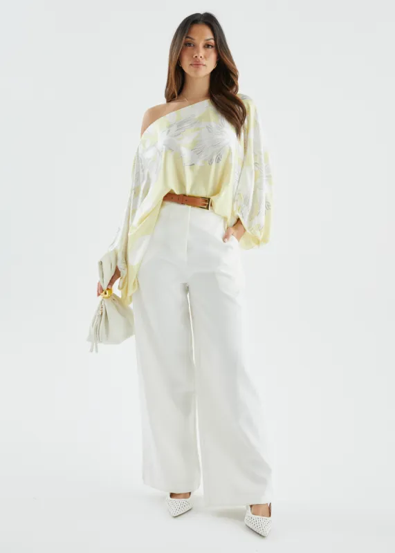 Maui Off Shoulder Top - Lemon Floral sold by Gingham & Heels