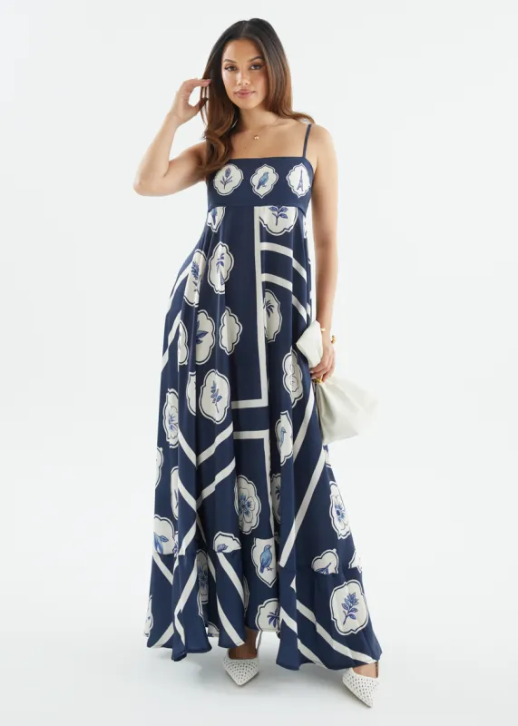 Elide Maxi Dress - Navy White sold by Gingham & Heels