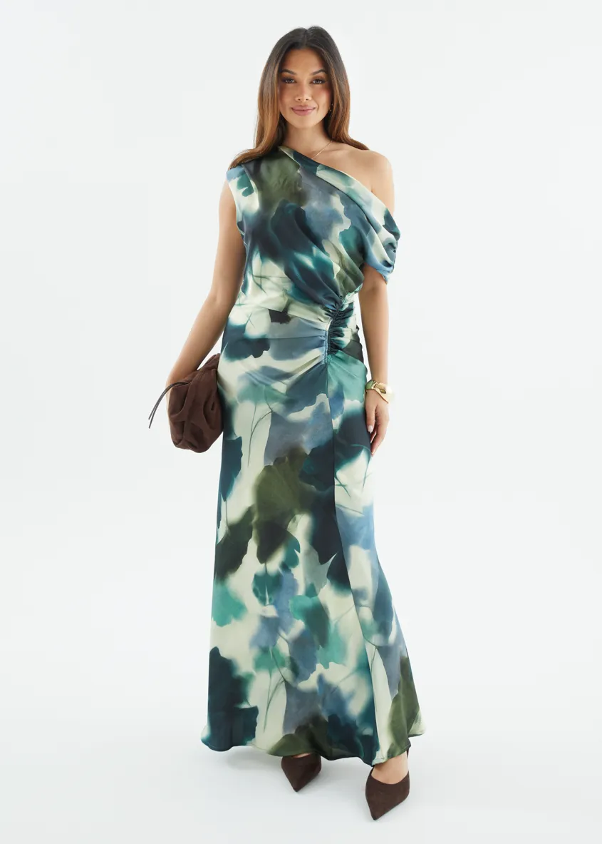 Flirtini One Shoulder Maxi Dress - Forest Abstract sold by Gingham & Heels product image thumbnail 2