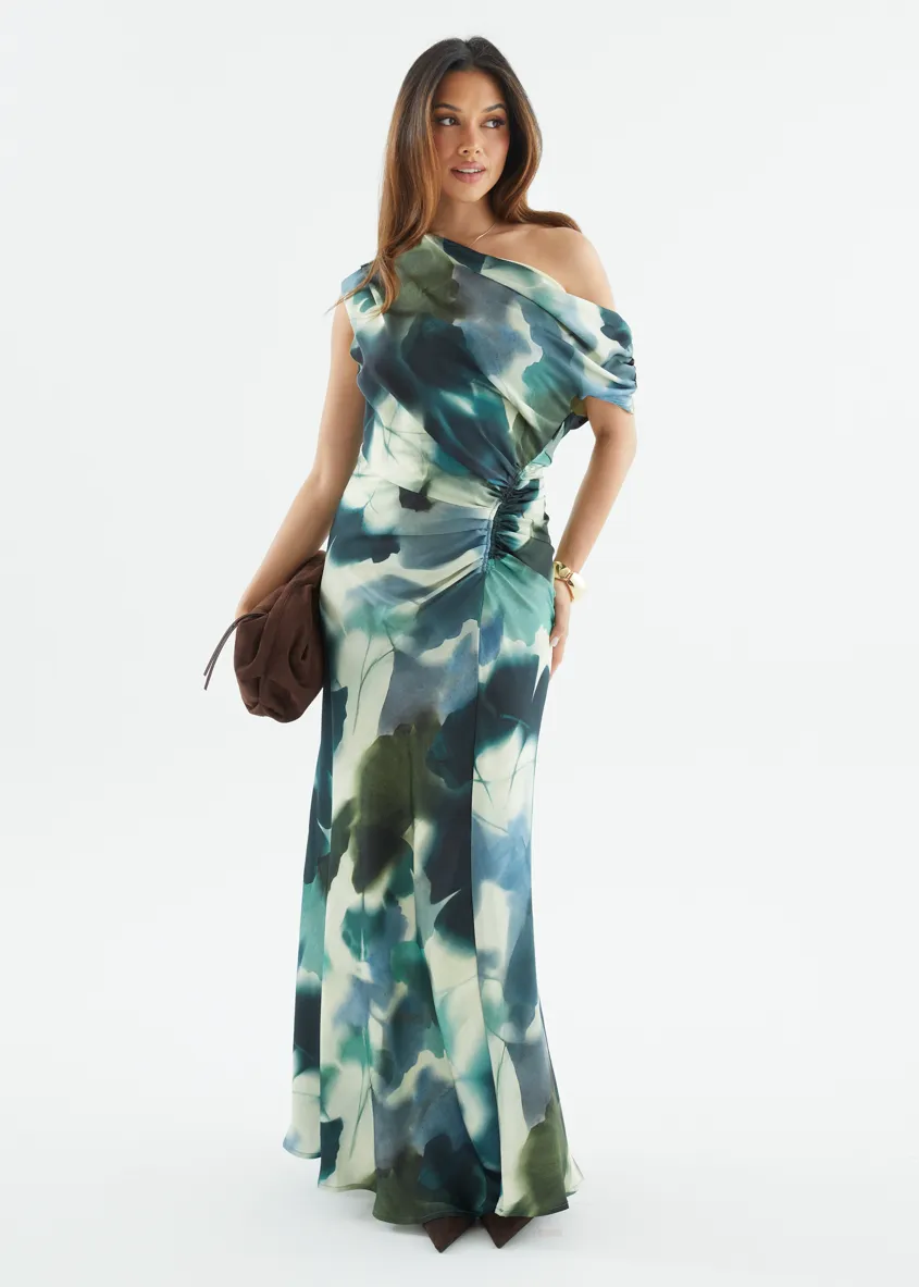 Flirtini One Shoulder Maxi Dress - Forest Abstract sold by Gingham & Heels product image thumbnail 4