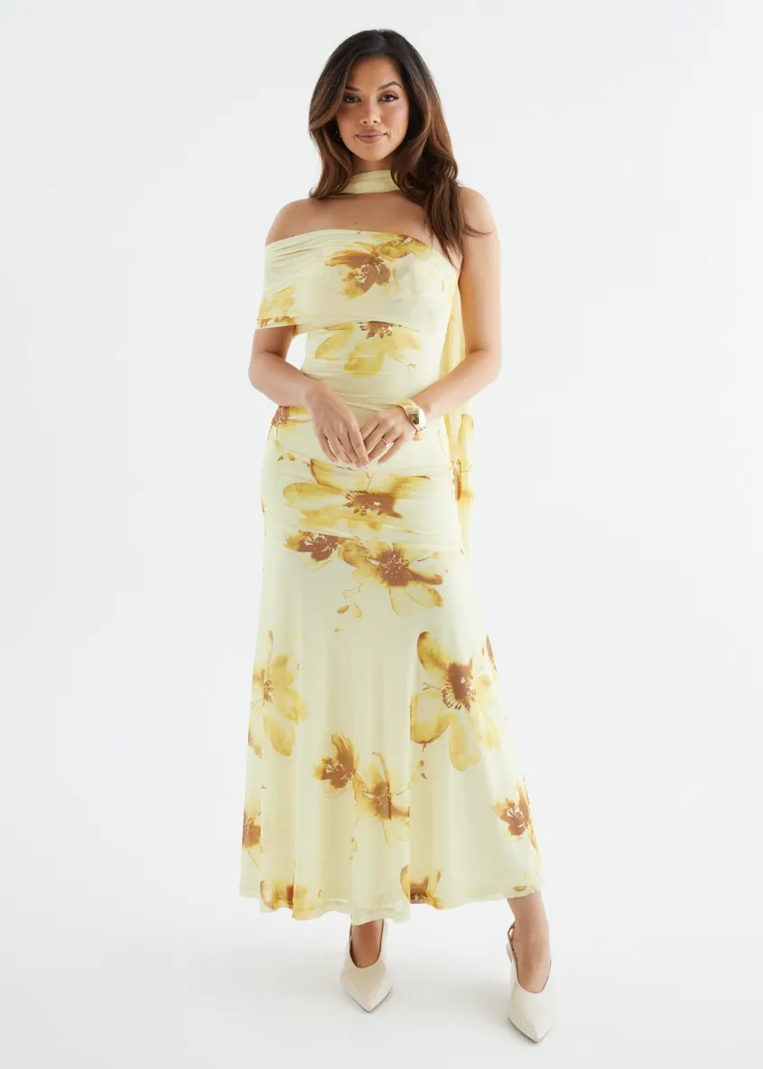Lena Mesh Maxi Dress - Lemon Floral sold by Gingham & Heels product image thumbnail 3