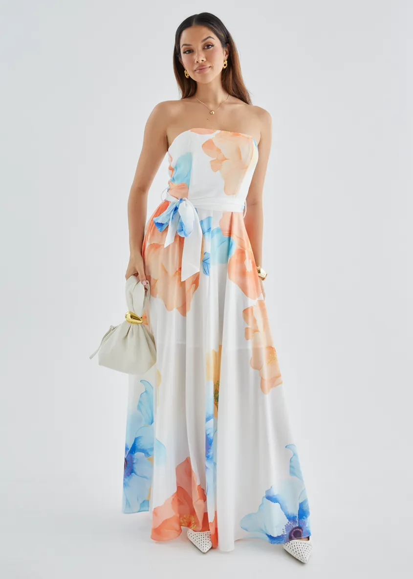 Jorgia Strapless Maxi Dress - Orange Bloom sold by Gingham & Heels product image thumbnail 3