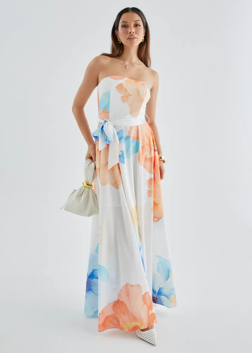 Jorgia Strapless Maxi Dress - Orange Bloom sold by Gingham & Heels product image thumbnail 2