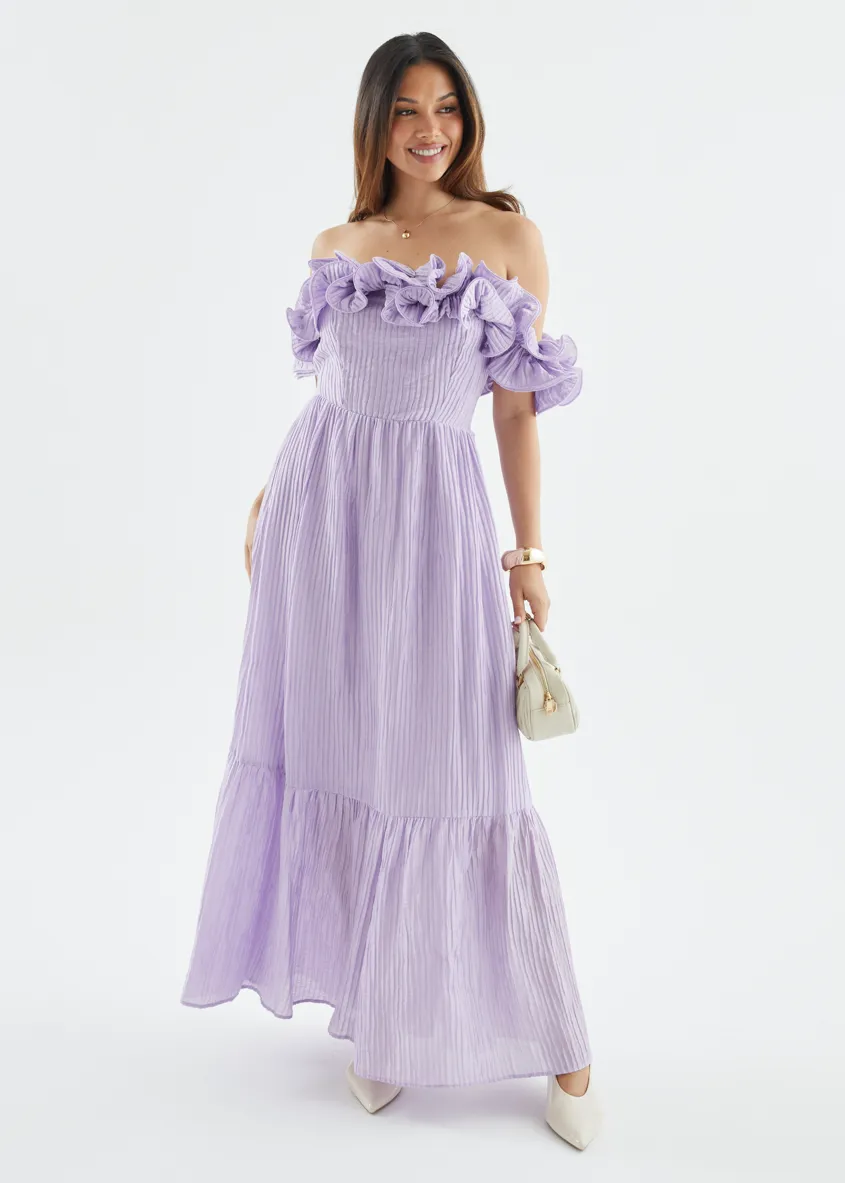 Marlow Off Shoulder Maxi Dress - Lavender sold by Gingham & Heels product image thumbnail 2