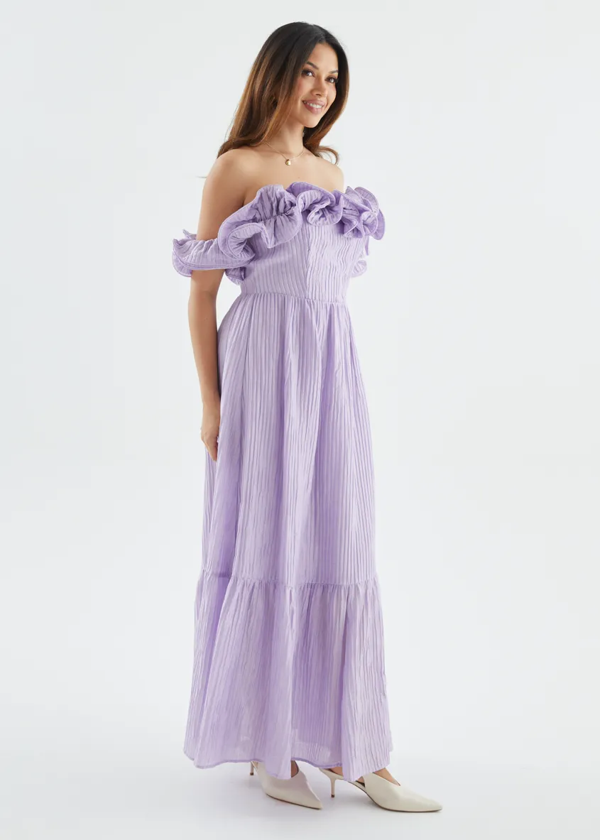 Marlow Off Shoulder Maxi Dress - Lavender sold by Gingham & Heels product image thumbnail 5