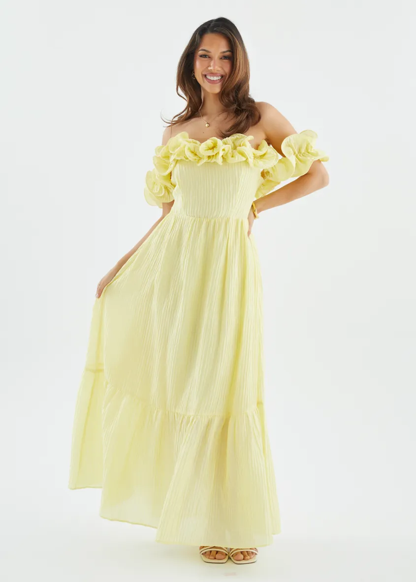 Marlow Off Shoulder Maxi Dress - Lemon sold by Gingham & Heels product image thumbnail 4