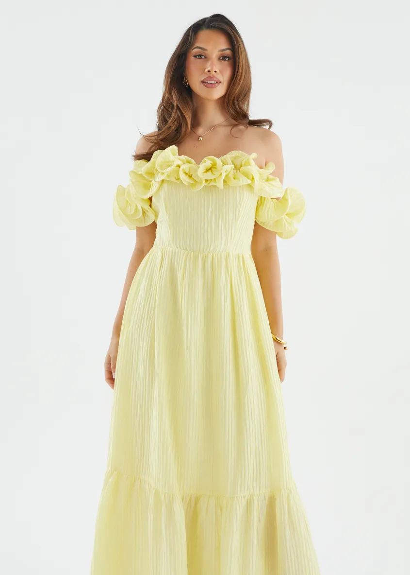 Marlow Off Shoulder Maxi Dress - Lemon sold by Gingham & Heels product image thumbnail 3