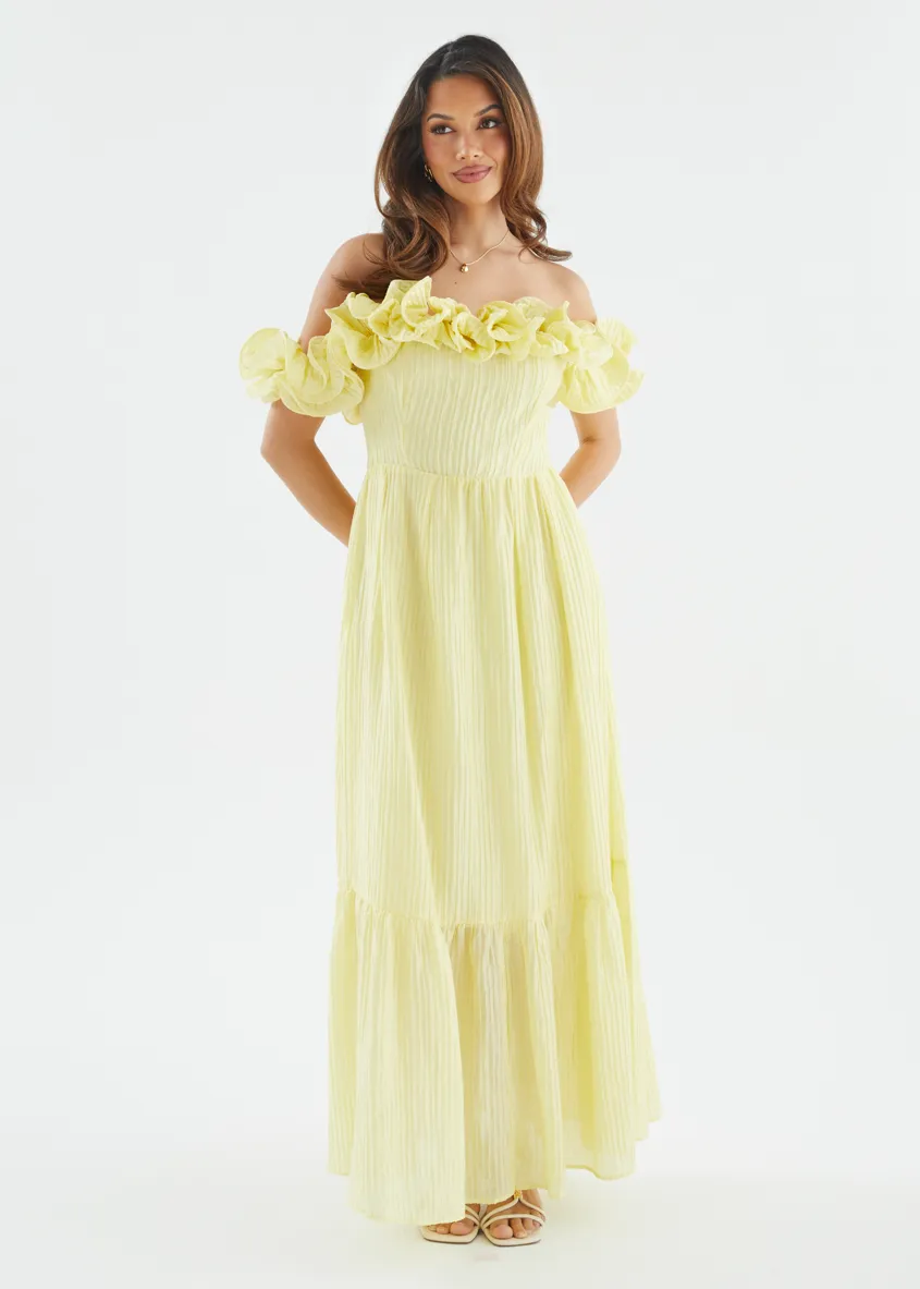 Marlow Off Shoulder Maxi Dress - Lemon sold by Gingham & Heels product image thumbnail 5