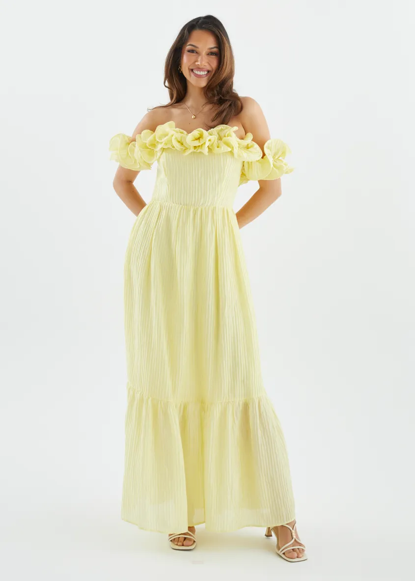 Marlow Off Shoulder Maxi Dress - Lemon sold by Gingham & Heels product image thumbnail 2