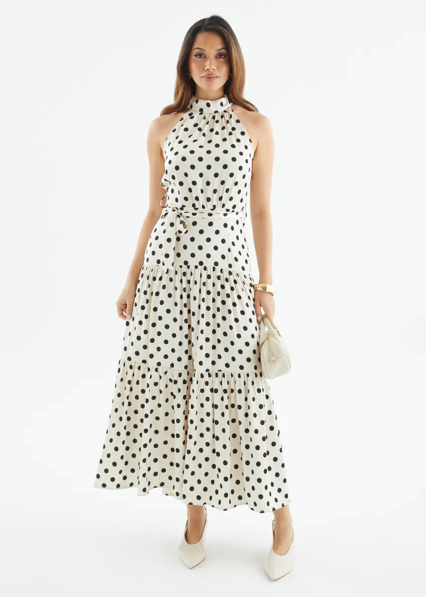 Katrina Halter Maxi Dress - Cream Polka sold by Gingham & Heels product image thumbnail 2