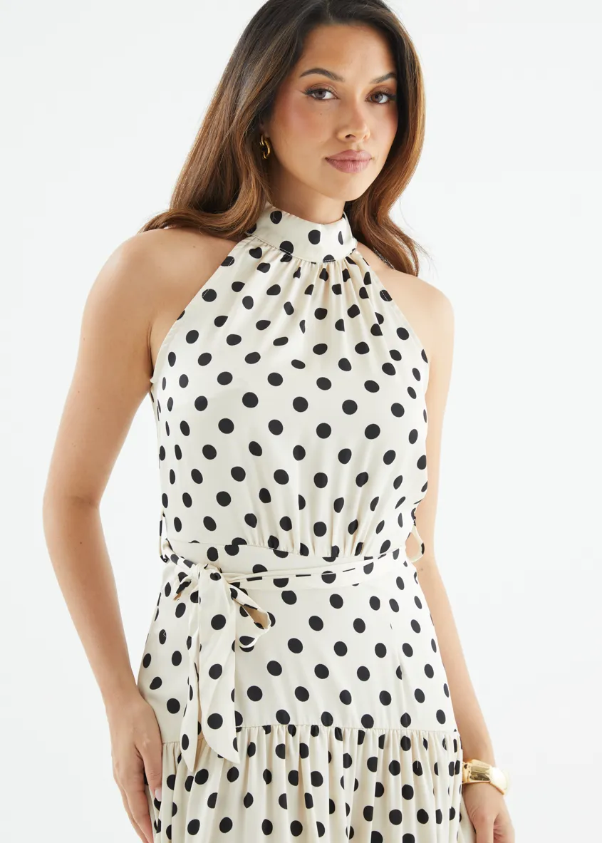 Katrina Halter Maxi Dress - Cream Polka sold by Gingham & Heels product image thumbnail 3