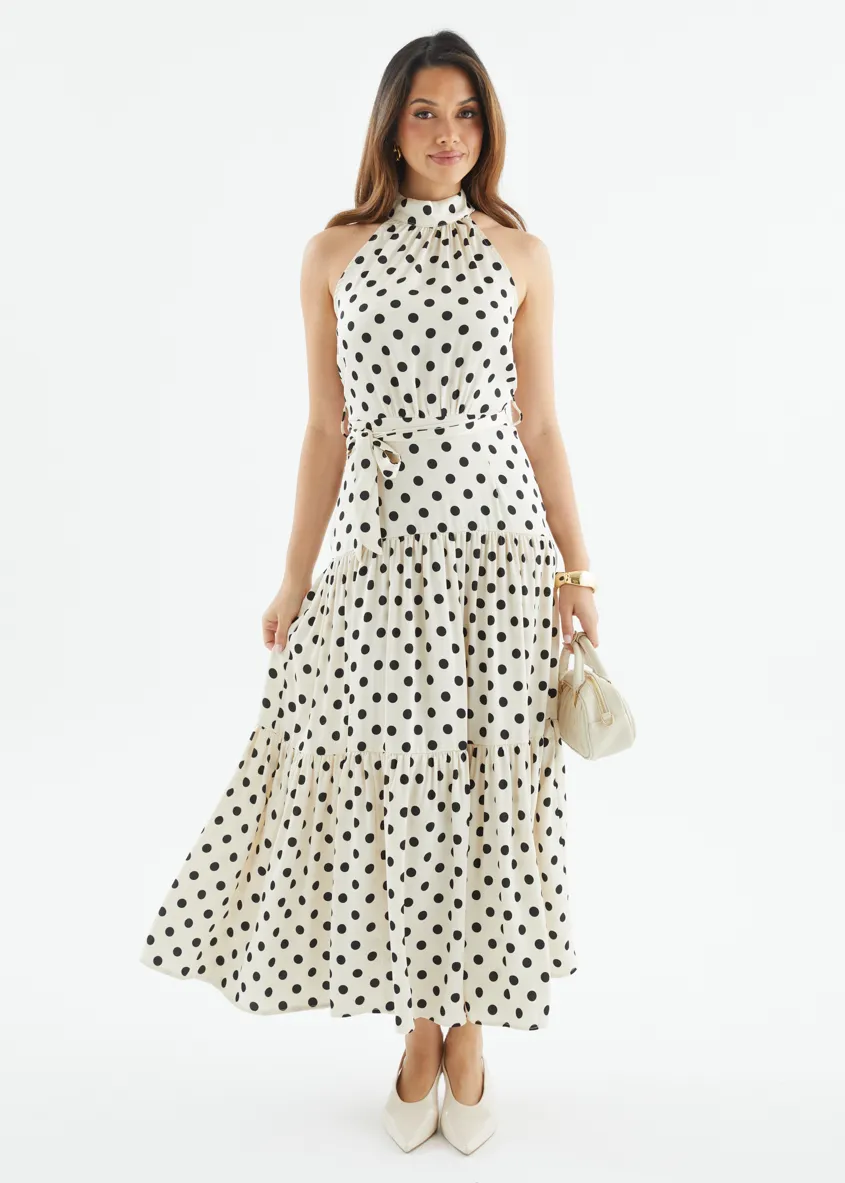 Katrina Halter Maxi Dress - Cream Polka sold by Gingham & Heels product image thumbnail 4
