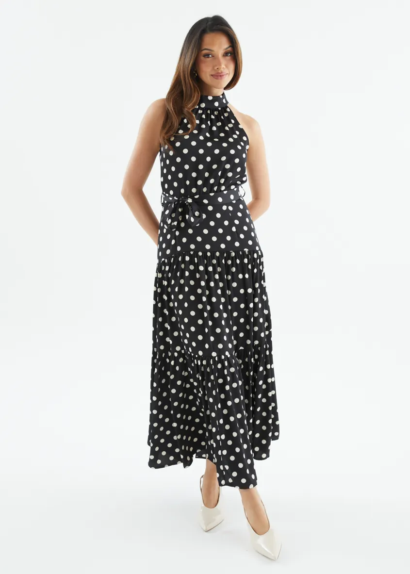 Katrina Halter Maxi Dress - Black Polka sold by Gingham & Heels product image thumbnail 5