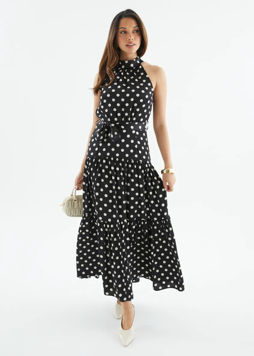Katrina Halter Maxi Dress - Black Polka sold by Gingham & Heels product image thumbnail 2