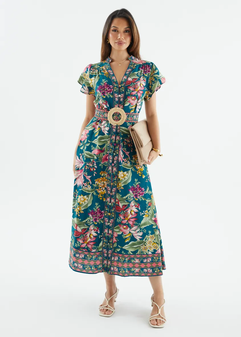 Rosetta Midi Dress - Emerald Native sold by Gingham & Heels product image thumbnail 5