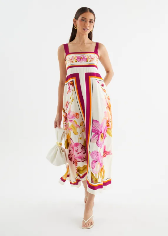 Priscilla Maxi Dress - Fuchsia Orchids sold by Gingham & Heels