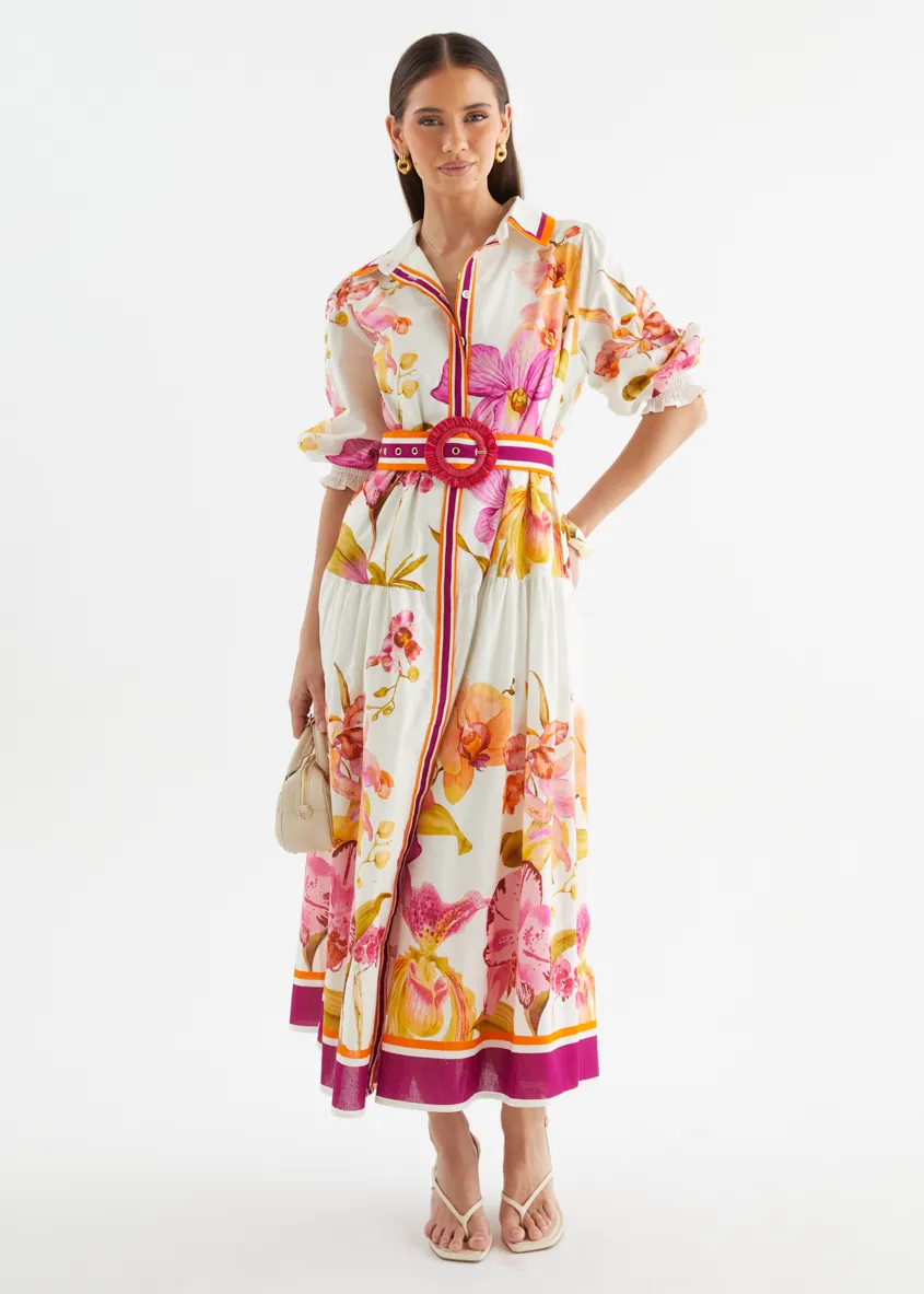 Pabla Maxi Dress - Fuchsia Orchids sold by Gingham & Heels