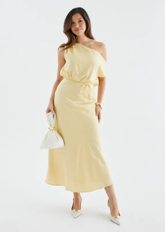 Marisa Drop Shoulder Midi Dress - Lemon sold by Gingham & Heels