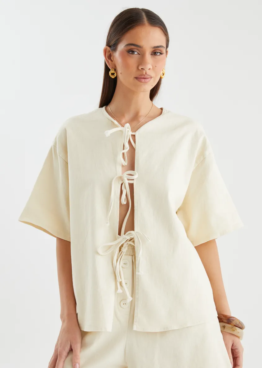 Kieran Denim Top - Beige sold by Gingham & Heels product image thumbnail 5