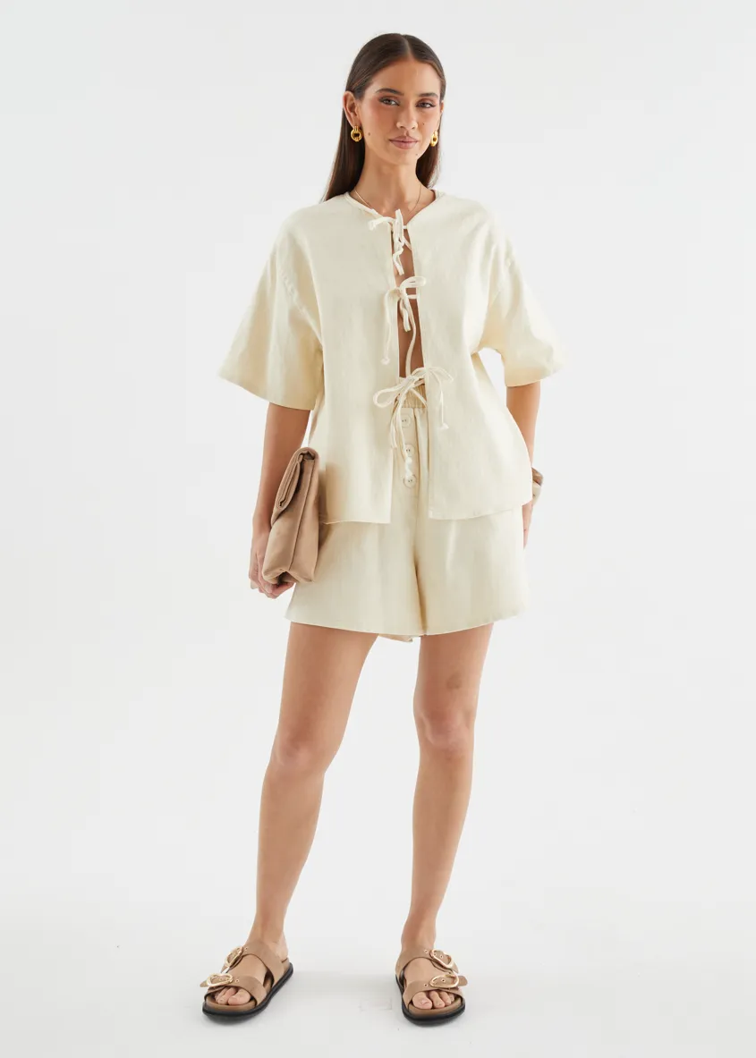 Kieran Denim Top - Beige sold by Gingham & Heels product image thumbnail 4