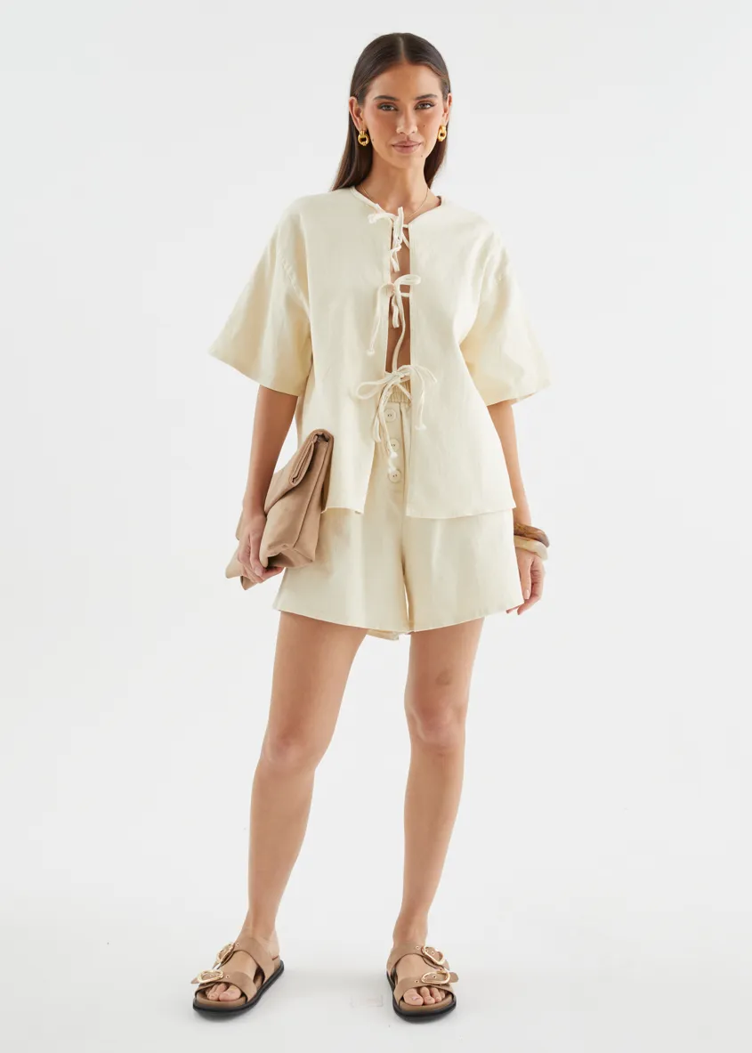 Kieran Denim Top - Beige sold by Gingham & Heels