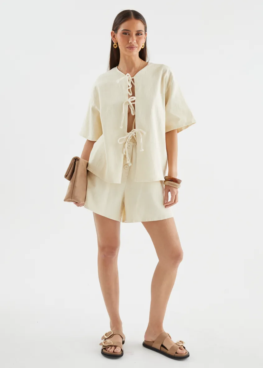 Kieran Denim Top - Beige sold by Gingham & Heels product image thumbnail 2