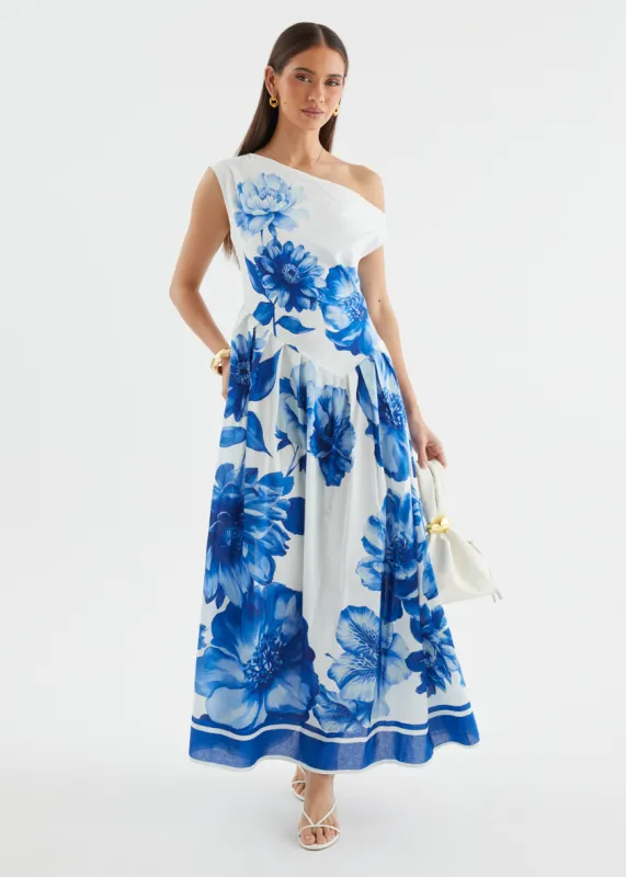 Deon Drop Shoulder Maxi Dress - Cobalt Dahlia sold by Gingham & Heels