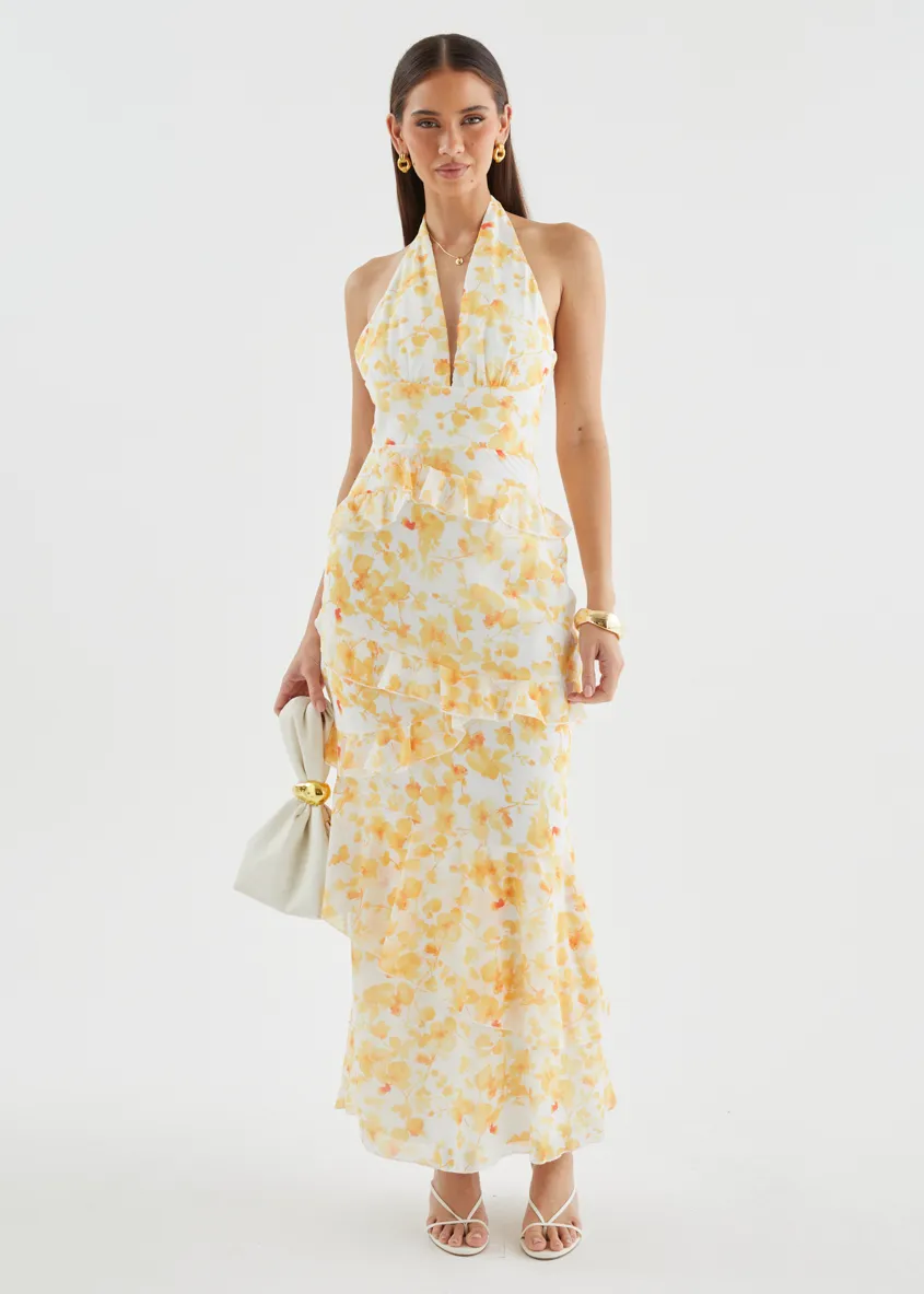 Ferryn Halter Maxi Dress - Yellow Floral sold by Gingham & Heels product image thumbnail 2