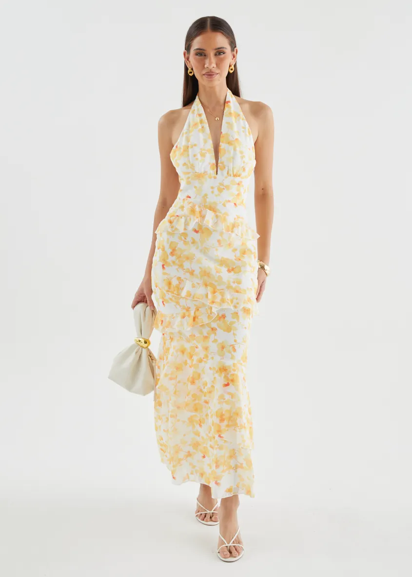 Ferryn Halter Maxi Dress - Yellow Floral sold by Gingham & Heels product image thumbnail 3