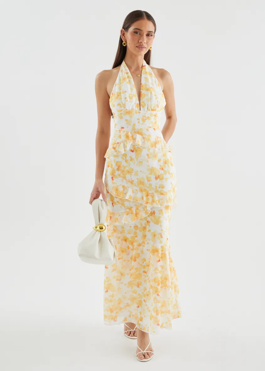 Ferryn Halter Maxi Dress - Yellow Floral sold by Gingham & Heels product image thumbnail 5