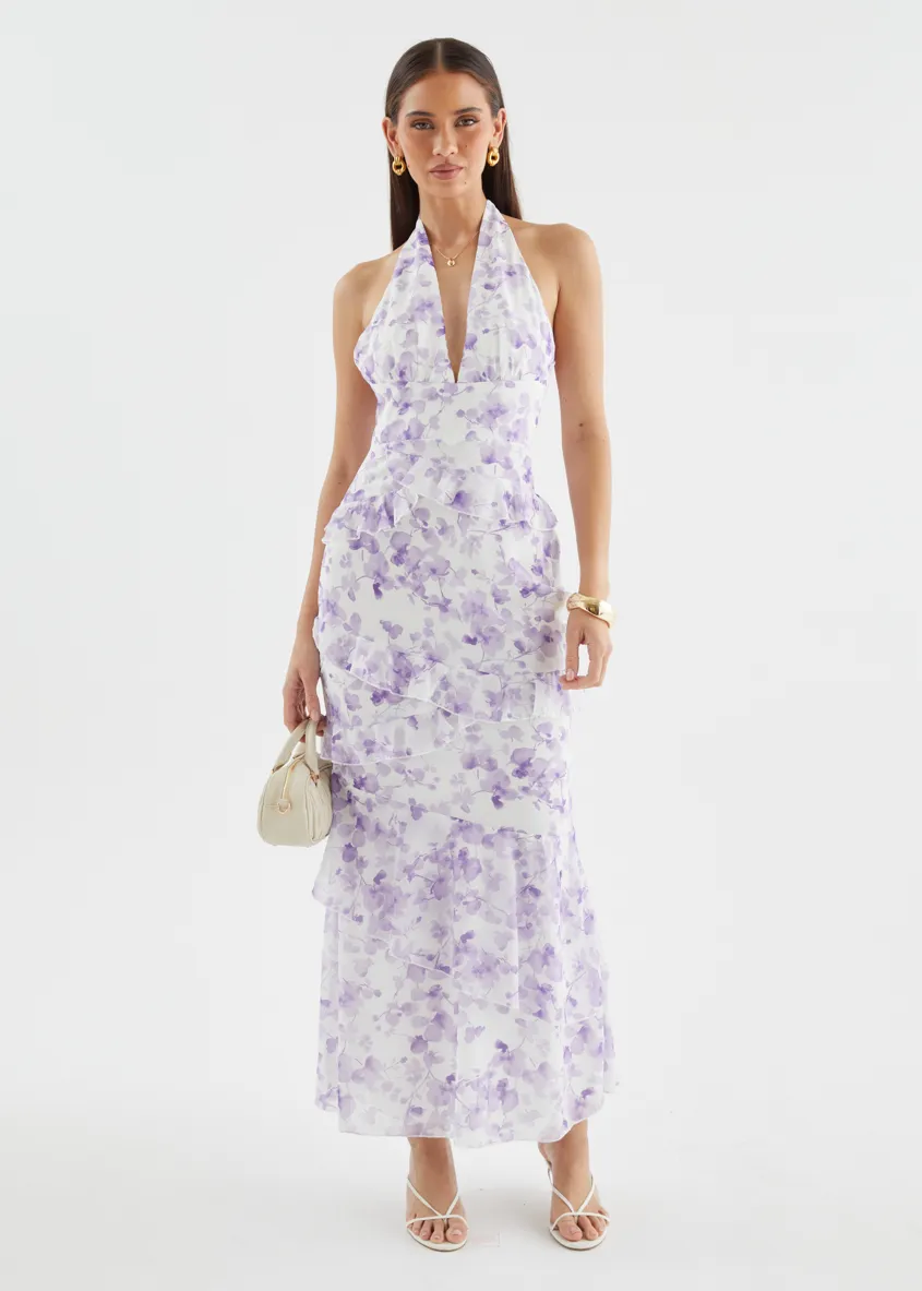Ferryn Halter Maxi Dress - Purple Floral sold by Gingham & Heels product image thumbnail 5